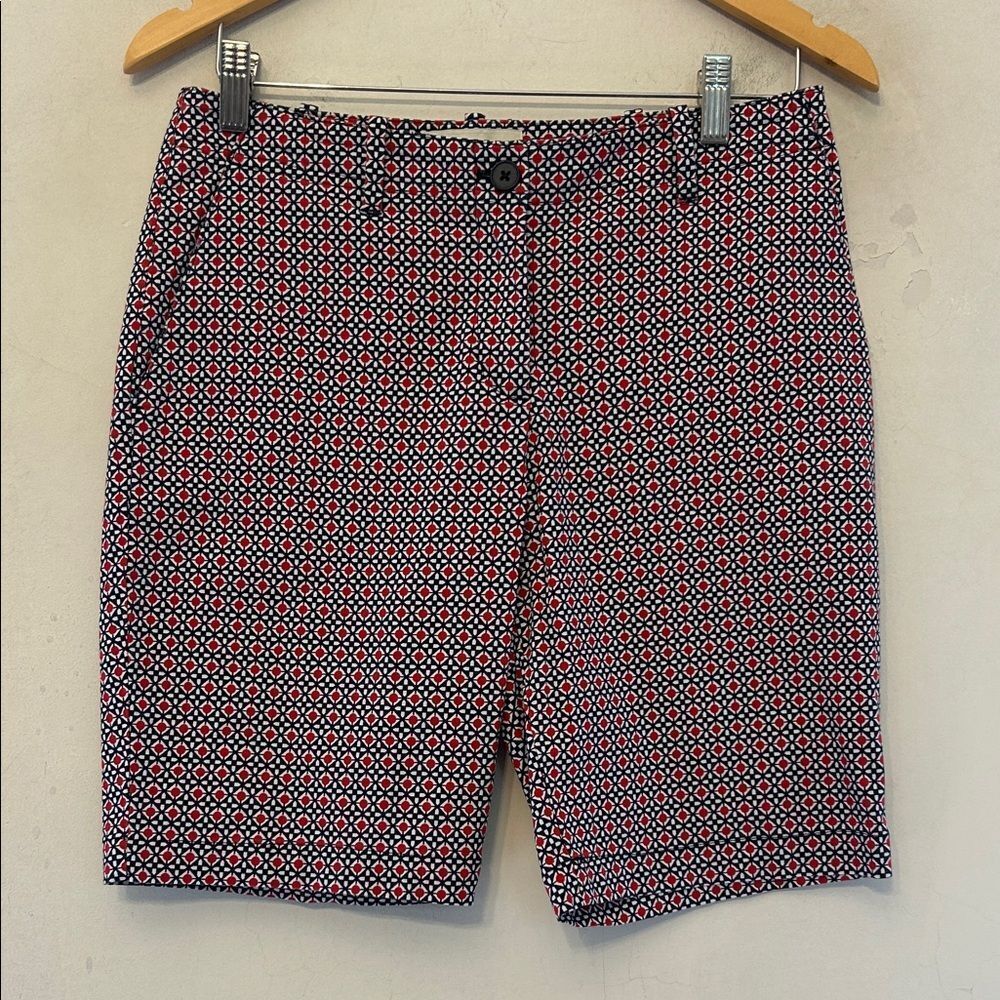 Talbots Red, Blue & White Geometric Print Bermuda Shorts